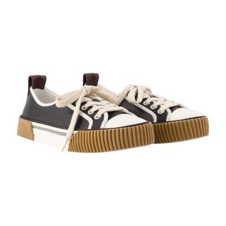 Versace Calfskin Leather with Creeper Sole Sneaker - Black
