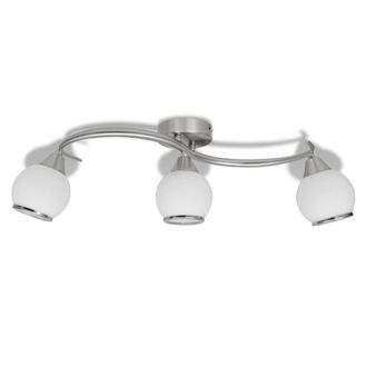Berkfield Home Ceiling Lamp with Glass Shades on Waving Rail for 3 E14 Bulb in White