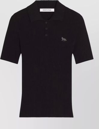 Maison Kitsun&eacute; fine-knit logo-embroidered polo top