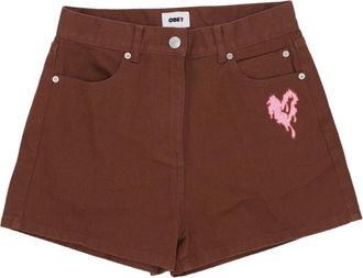 Obey Denim Short Jeans Julia Sepia - Dames - Denim shorts - Bruin - W26 - Denim - Korte Broeken