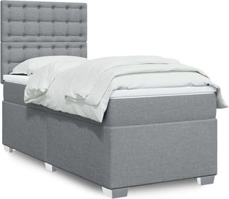vidaXL Vidaxl - Cama Box Spring Con Colch&oacute;n Tela Gris Claro 80x200 Cm