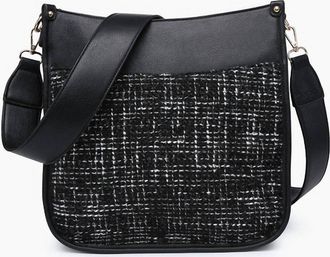 Jen & Co. Womens Kate Crossbody Bag In Tweed Black