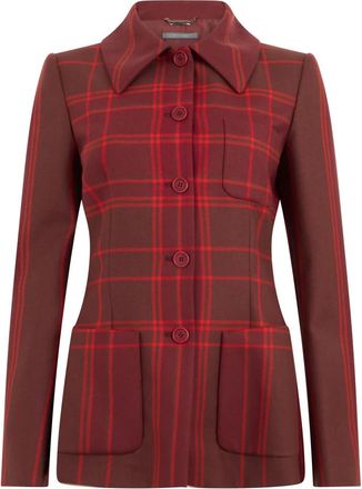 Alberta Ferretti Geruite Jas - Dames - Zomerjassen - Rood - S - Wol - Jassen