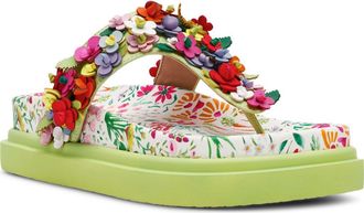 Betsey Johnson Kammeron Platform Flip Flop in Natural Floral Multi at Nordstrom, Size 5.5
