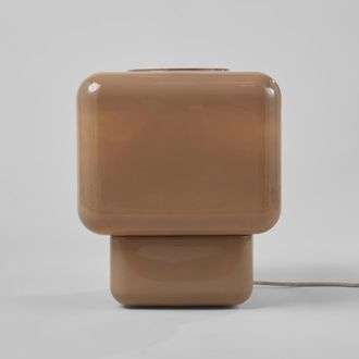 Maisons du monde L&aacute;mpara c&uacute;bica de vidrio marr&oacute;n