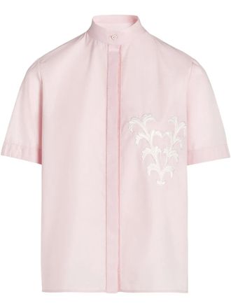 Giambattista Valli floral-appliqué shirt - women - Cotton/Polyester - 38 - Pink