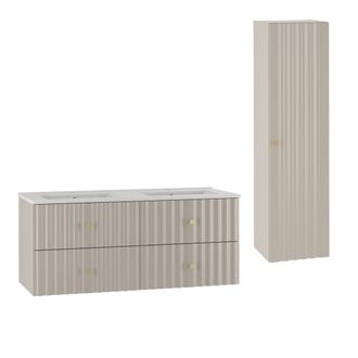 Petits Meubles Set de muebles con lavabo encastrado y columna estratificado 120cm