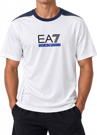 Emporio Armani Ea7 Logo T-Shirt In White / Blue