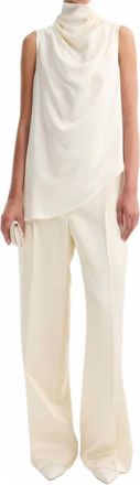 R&oacute;he Sleeveless Draped Satin Top In Cream