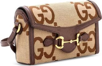 Gucci Horsebit 1955 Flap Jumbo GG Canvas Mini crossbody bag - Marrone