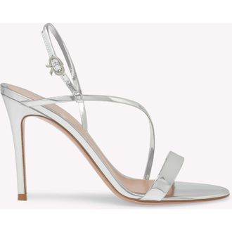 Gianvito Rossi Manhattan 95 Sandal in Metallic Silver Leather at Nordstrom, Size 41.5