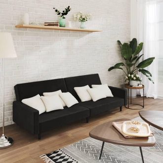 vidaXL Sof&aacute; Cama De 2 Plazas Terciopelo Negro Vidaxl