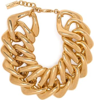 Saint Laurent curb-chain chunky bracelet - women - Gold Plated - One Size