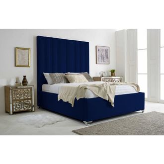 Casa Wilburn Blue Plush Velvet Single Bed Frame