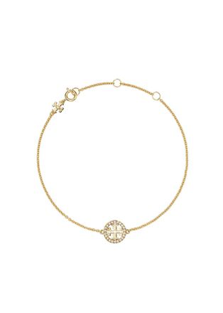 Tory Burch Icon 18k Gold Pav&eacute; Chain Bracelet - One Size