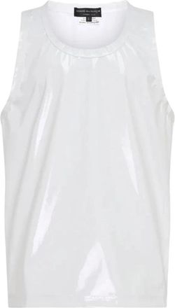 Comme Des Gar&ccedil;ons Mouwloos T-shirt met Patent-effect - Heren - Tops zonder mouwen - Wit - L - Polyester - Tops