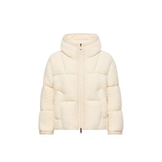 Moncler Moncler Cristallin Hooded Wool Blend Short Down Jacket, Women, White, Size: 00