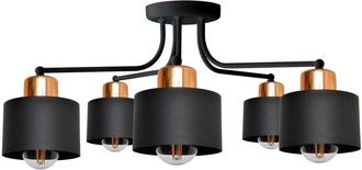 Netlighting Edison Multi Arm Semi Flush Ceiling Light Black Copper 65cm