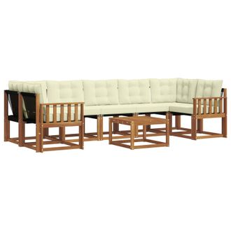 vidaXL Conjunto De Sof&aacute;s De Exterior Con Coj&iacute;n 8 Pcs Natural Y Crema Vidaxl