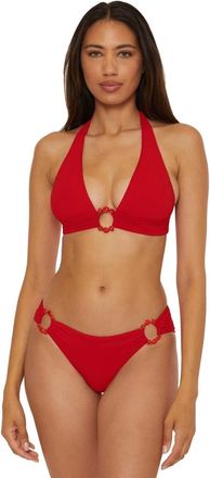 BECCA by Rebecca Virtue Marble Canyon Ring Bikini Bottom Womens Red Stretch Hipster GBO3708