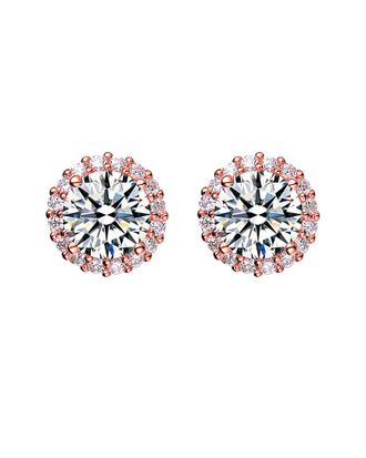 Genevive 14K Rose Gold Vermeil CZ Earrings