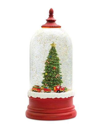 Melrose International LED Snow Globe Bell Jar With Christmas Tree Scene