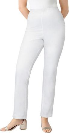 Roaman's Plus Size Comfort Stretch Straight Leg Jean in White Denim at Nordstrom, Size 34