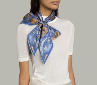 Sabina Savage Mythos Dancing Delphinus Large Ribbon In Ocean Periwinkle