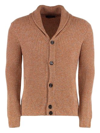 Moorer shawl-collar buttoned cardigan - men - Fabric - 48 - Brown
