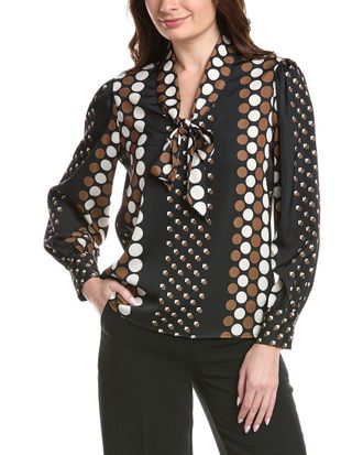 T Tahari Bow Neck Tie Blouse