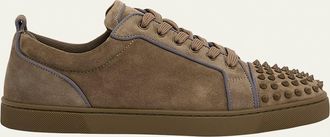 Christian Louboutin Mens Louis Junior Spikes Low-Top Suede Sneakers
