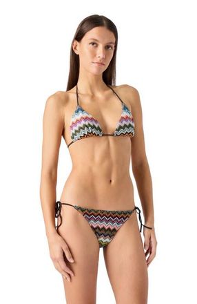 Missoni Triangle Bikini In Lam&eacute; Viscose With Pixel-effect Zigzag Pattern in Black & Multicoloured at Nordstrom, Size 40 It