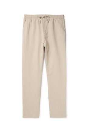 Mr P. James Straight-Leg Cotton and Linen-Blend Twill Drawstring Trousers