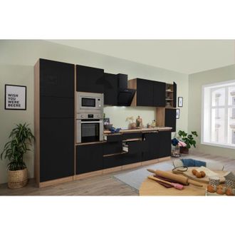 Respekta Cucina blocco cucina blocco cucina senza maniglie rovere nero Lorena 395 cm Respecta