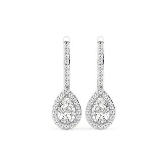 Grown Brilliance 1 Carat Lab Grown Diamond Pear Drop Earrings in 14K White Gold, Lever Back Clasp, F Color, VS Clarity