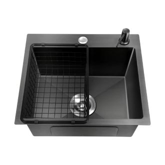 OEM Fregadero De Acero Inoxidable, Cubeta Individual Grande, Dise&ntilde;o Pr&aacute;ctico, Color Negro