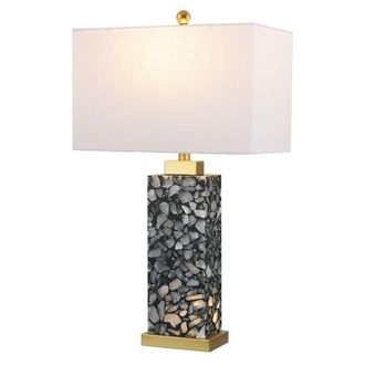 Jonathan Y Designs Elizabeth 27.5 Contemporary Coastal Alabaster LED Table Lamp in Black/gold Painting at Nordstrom
