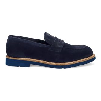 Sangiorgio Loafers, male, Blue, Size: 11 US Blue Suede Moccasin Shoe