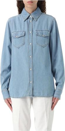 Liu Jo Overhemden, Dames, Blauw, XL, Katoen, Blauw Button-Up Overhemd