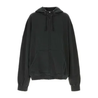 Maison Margiela Hoodies, male, Gray, M, Oversize Graphite Cotton Sweatshirt
