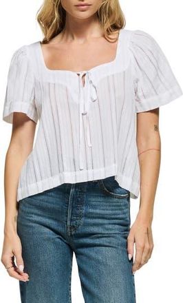 Nation Ltd Vanity Ladder Stitch Inset Cotton Top in White at Nordstrom Rack, Size Xx-Large