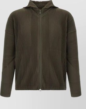 Homme Pliss&eacute; Issey Miyake pleated hooded jacket