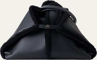 Akris Ai Reversible Leather and Shearling Tote Bag