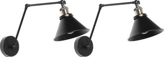 Beliani Beliani - Set of 2 Wall Lamps Metal Shade Adjustable Swing Arm Black Narva