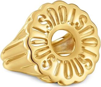 Tous Anello a coste con placca logo - Oro