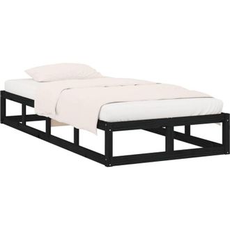 vidaXL Bed Frame without Mattress Black 90x200 cm Solid Wood Vidaxl