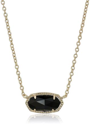 Kendra Scott Signature Elisa Gold Plated Black Glass Pendant Necklace