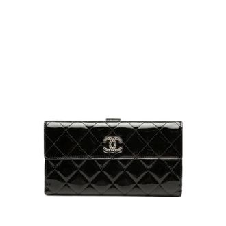 Chanel Pre-owned Patent Leather Wallet - Dames - Pre-owned - Zwart - Maat: ONE Size Leer