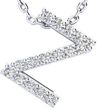 SuperJeweler Block Initial Necklace In Sterling Silver With Real Diamonds, With Free 18 Inch Chain