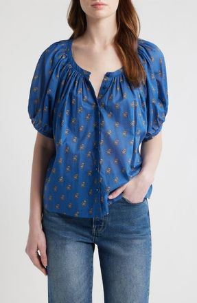 D&ocirc;en June Gingham Check Organic Cotton Top in Eartha Paisley at Nordstrom, Size Xx-Large